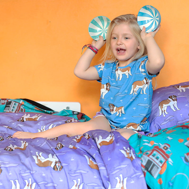 Raspberry Republic Kids St Bernard Dogs T-Shirt - Blue