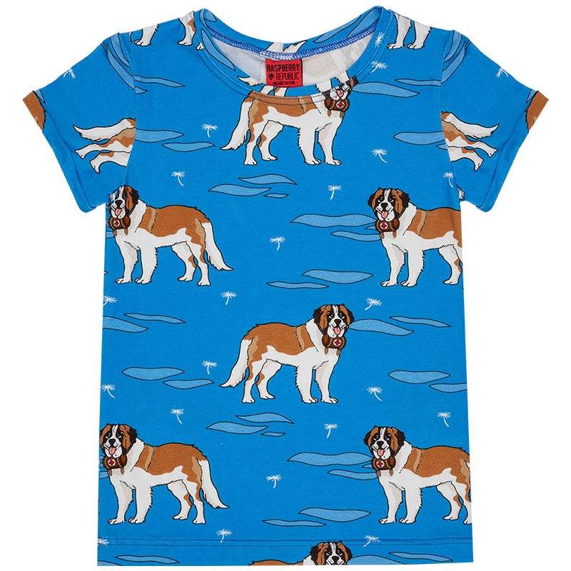 Raspberry Republic Kids St Bernard Dogs T-Shirt - Blue