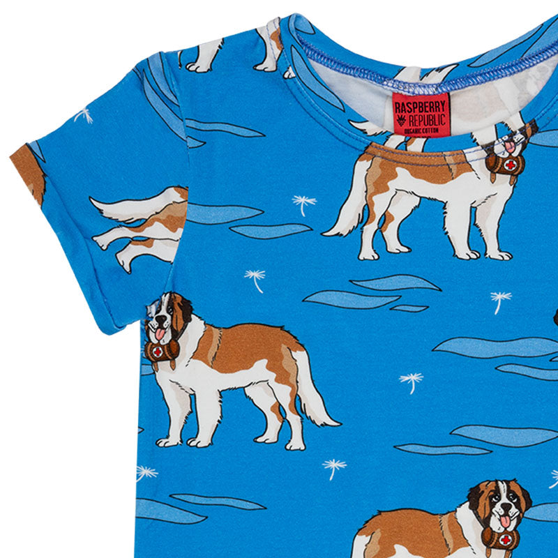 Raspberry Republic Kids St Bernard Dogs T-Shirt - Blue
