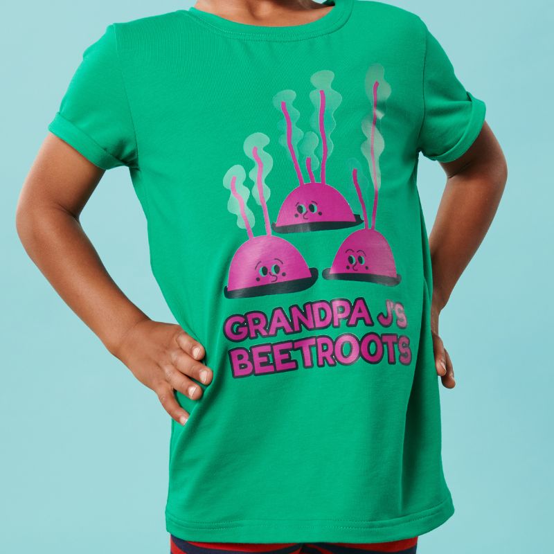 Raspberry Republic Kids Beetroot Patch T-Shirt - Green