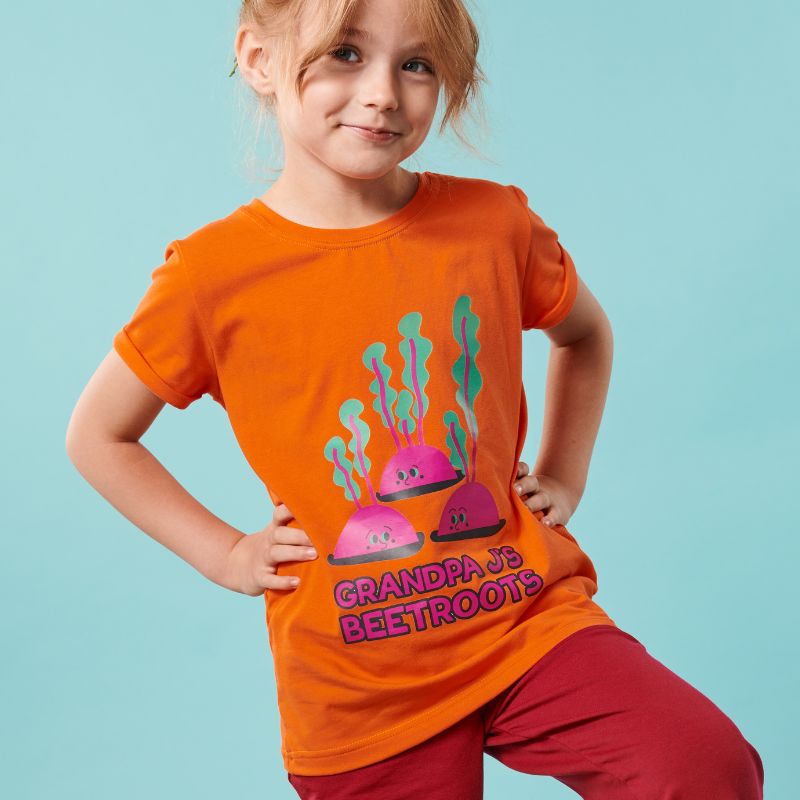 Raspberry Republic Kids Beetroot Patch T-Shirt - Orange
