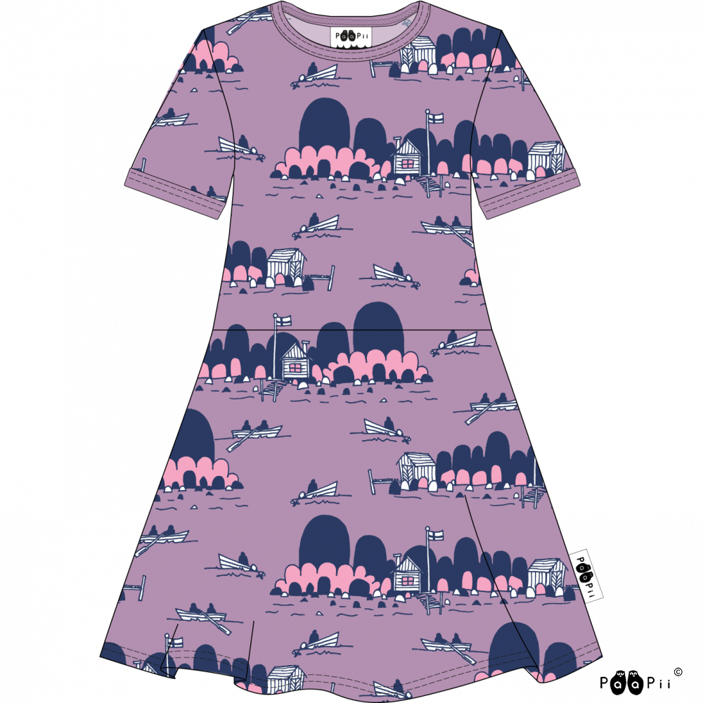 PaaPii Archipelago Twirly Dress - Short Sleeve - Lilac Purple (Last one! 2-3y)