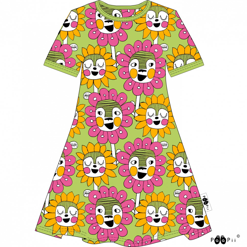 PaaPii Bloomination Twirly Dress - Short Sleeve - Apple Green