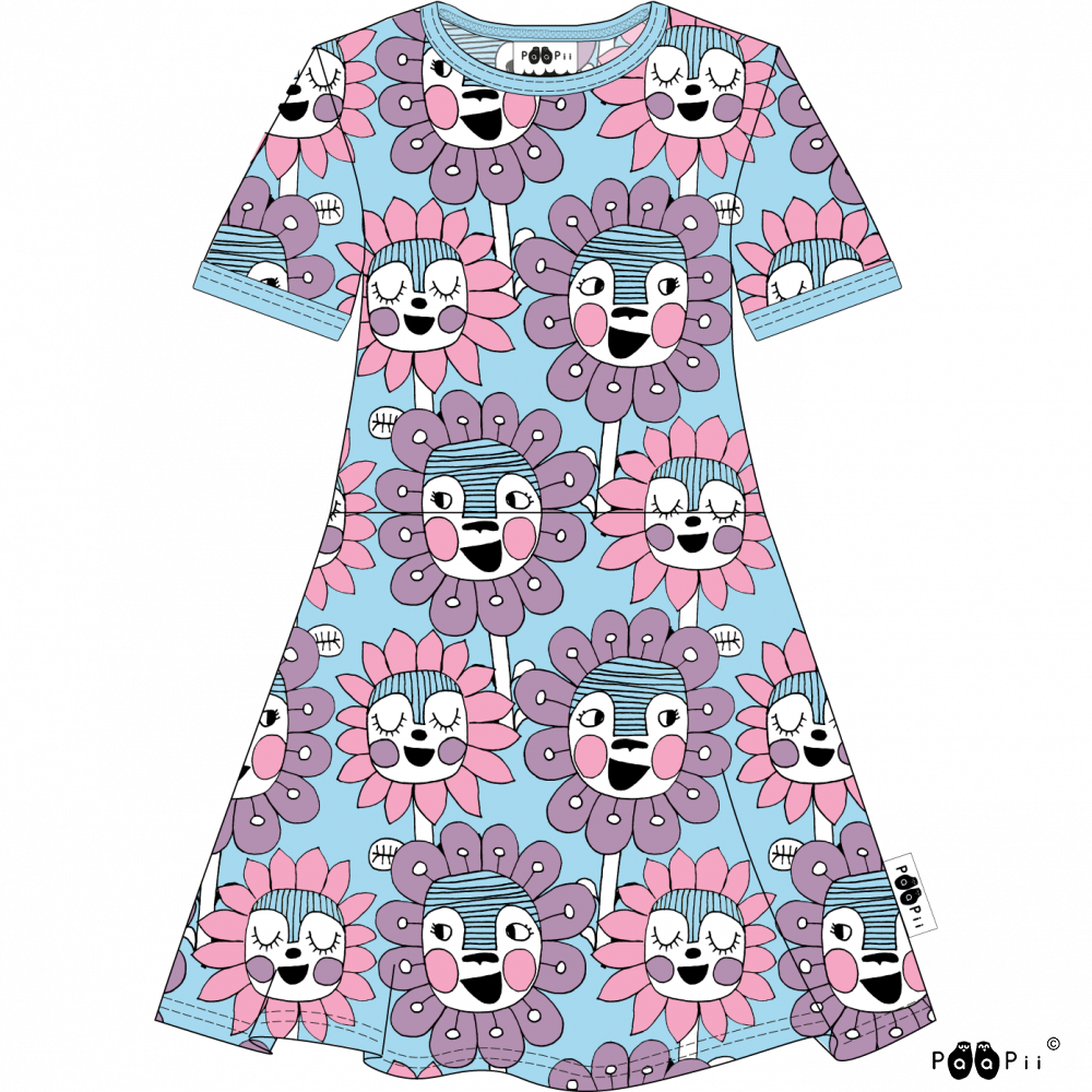 PaaPii Bloomination Twirly Dress - Short Sleeve - Light Blue