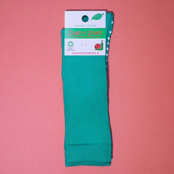 Slugs & Snails Kids Knee Socks EMERALD GREEN (13y) Scandi Down Under