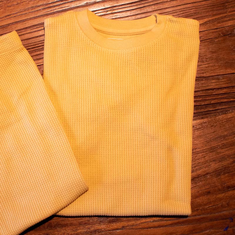 Slugs & Snails Adult Waffle Cotton Set - Mustard Yellow