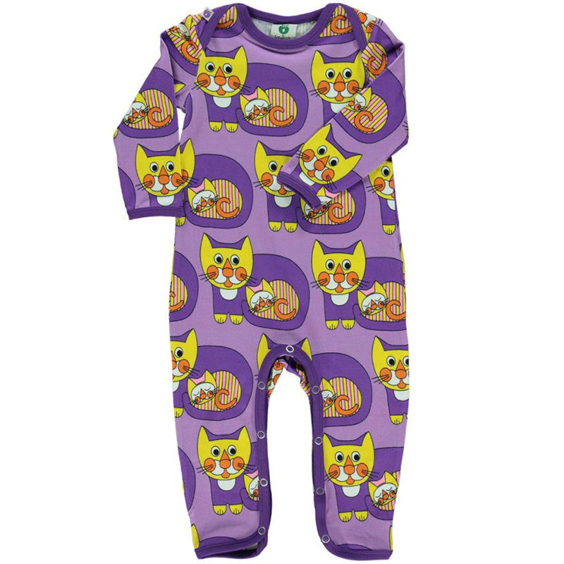 Smafolk Cat Long Sleeve Romper Suit - Viola Purple