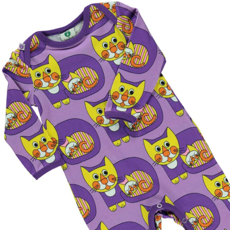 Smafolk Cat Long Sleeve Romper Suit - Viola Purple