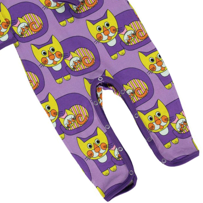 Smafolk Cat Long Sleeve Romper Suit - Viola Purple