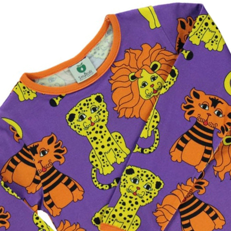 Smafolk Lion, Tiger & Leopard Top - Purple Heart (Last one! 11-12y)