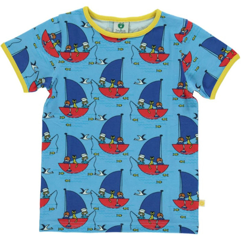Smafolk Children on Boat T-Shirt - Blue Grotto
