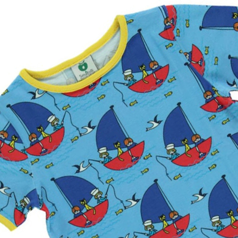 Smafolk Children on Boat T-Shirt - Blue Grotto