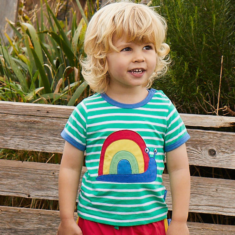 Toby Tiger Rainbow Snail Appliqué T-shirt