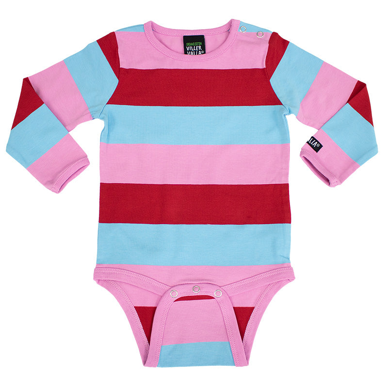 Villervalla Multi-Stripe Bodysuit - Long Sleeve - Berry Red (Last one! 2-4m)