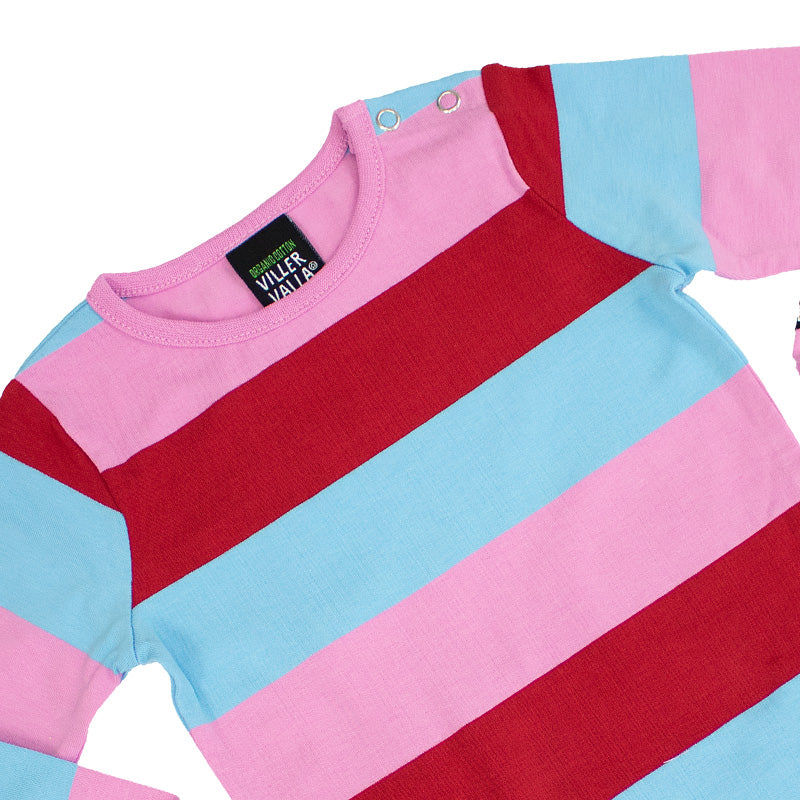Villervalla Multi-Stripe Bodysuit - Long Sleeve - Berry Red (Last one! 2-4m)