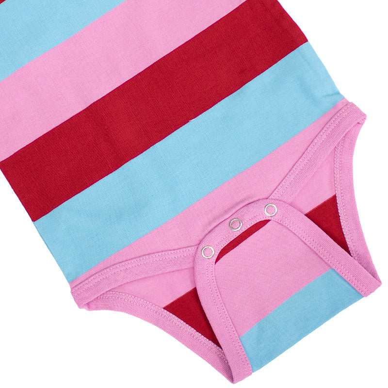 Villervalla Multi-Stripe Bodysuit - Long Sleeve - Berry Red (Last one! 2-4m)