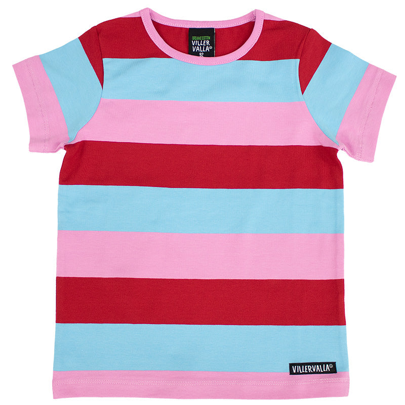 Villervalla Kids Multi-Stripe T-Shirt - Berry Red