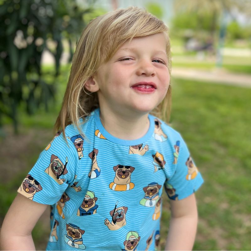 Villervalla Kids Pool Dogs T-Shirt - Aqua Blue