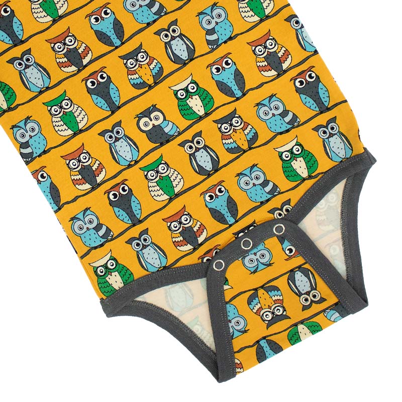 Villervalla Owl Bodysuit - Long Sleeve - Saffron Orange (Only 2 left! 2-4m &amp; 3-6m)