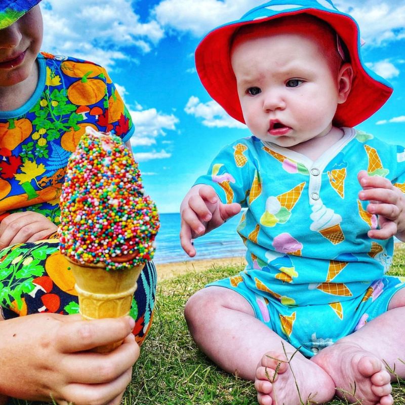 Villervalla Ice Cream Summer Suit - Short Sleeve - Aqua Blue