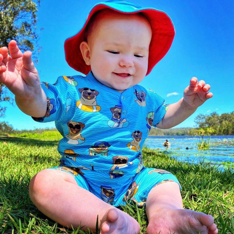 Villervalla Pool Dogs Summer Suit - Short Sleeve - Aqua Blue