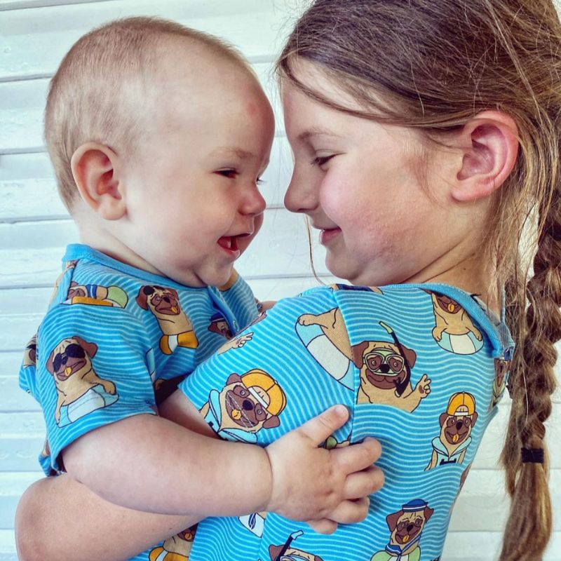 Villervalla Pool Dogs Summer Suit - Short Sleeve - Aqua Blue