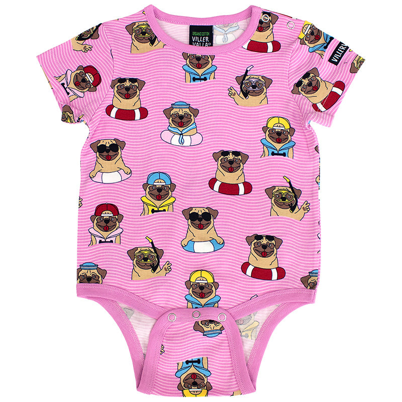 Villervalla Pool Dogs Bodysuit - Short Sleeve - Blossom Pink
