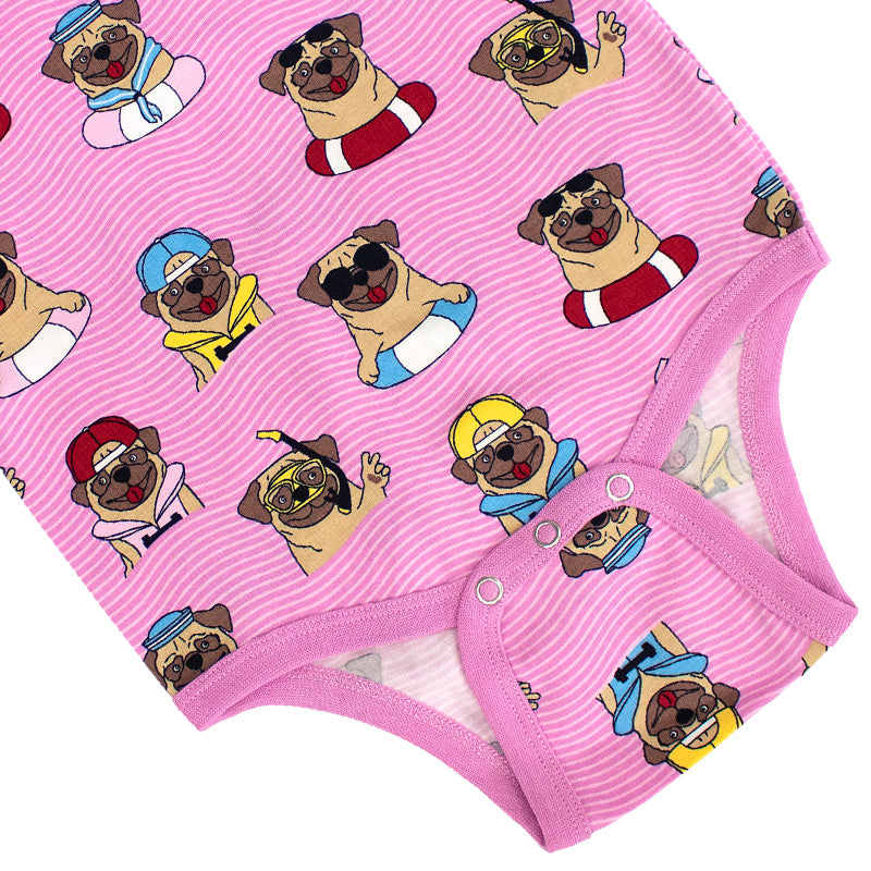Villervalla Pool Dogs Bodysuit - Short Sleeve - Blossom Pink