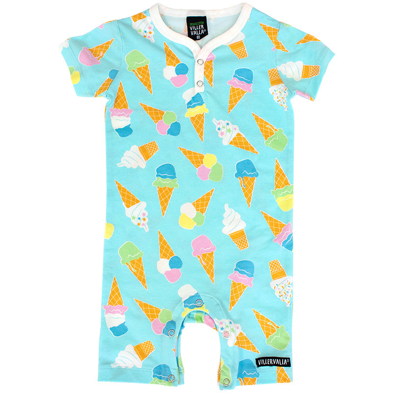 Villervalla Ice Cream Summer Suit - Short Sleeve - Aqua Blue
