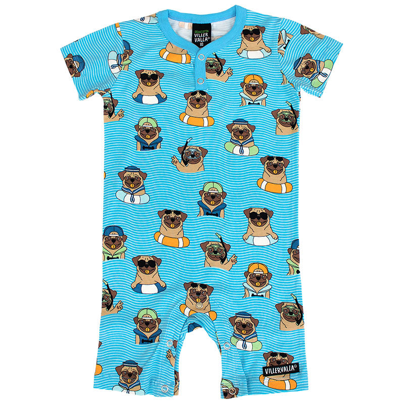 Villervalla Pool Dogs Summer Suit - Short Sleeve - Aqua Blue