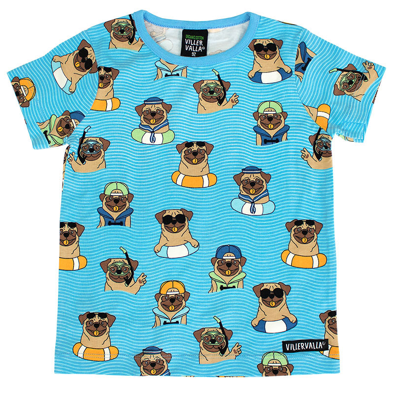 15% off- Villervalla Kids Pool Dogs T-Shirt - Aqua Blue - Scandi Down Under